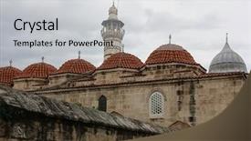  Presentation with islamic architecture - Presentation with architecture islamic - adana turkey - ulucami mosque background and a light gray colored foreground