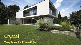 Presentation with outdoors - Amazing PPT theme having architecture minimal - beautiful modern house outdoors view backdrop and a tawny brown colored foreground