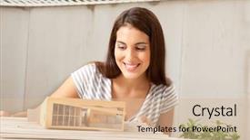  Presentation with architect - Beautiful presentation featuring architecture minimal - female architect looking backdrop and a soft green colored foreground