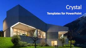  Presentation with architecture - PPT layouts enhanced with architecture modern design concrete house background and a cobalt blue colored foreground