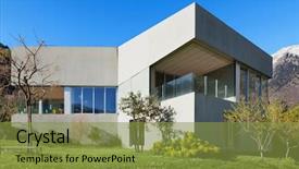  Presentation with architecture - Colorful PPT layouts enhanced with architecture modern design concrete house backdrop and a gold colored foreground