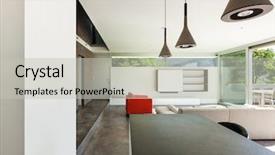  Presentation with room interior design - Cool new PPT layouts with architecture modern design interior living room backdrop and a light gray colored foreground