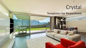  Presentation with interior design cafeteria - Colorful presentation enhanced with architecture modern design interior living backdrop and a soft green colored foreground