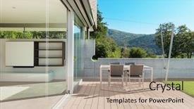 Presentation with veranda - Slides enhanced with architecture modern house outdoor view background and a mint green colored foreground