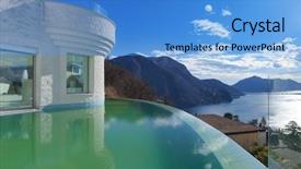  Presentation with infinity - Colorful PPT theme enhanced with architecture modern penthouse with infinity backdrop and a teal colored foreground