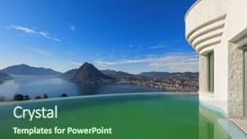  Presentation with infinity - PPT theme featuring architecture modern penthouse with infinity pool exterior background and a ocean colored foreground
