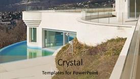  Presentation with infinity - Colorful PPT theme enhanced with architecture modern penthouse with infinity pool exterior backdrop and a coral colored foreground