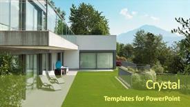  Presentation with white house - Presentation theme enhanced with architecture modern white house background and a tawny brown colored foreground