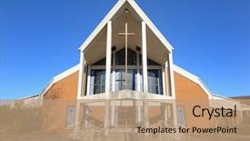  Presentation with church - Cool new presentation with architecture of a modern church backdrop and a coral colored foreground