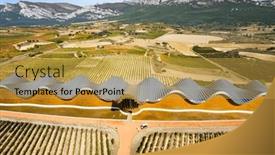  Presentation with landscape architecture - Slide deck having architecture-of-bodegas-ysios-blends background and a  colored foreground