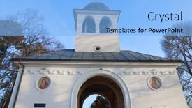  Presentation with romania - Slide set featuring architecture-of-hodos-bodrog-monastery background and a  colored foreground