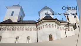  Presentation with romania - Presentation theme having architecture-of-hodos-bodrog-monastery background and a  colored foreground