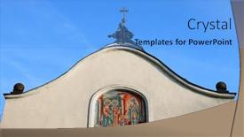  Presentation with romania - PPT layouts having architecture-of-hodos-bodrog-monastery background and a light blue colored foreground