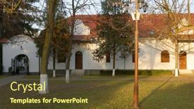  Presentation with romania - Theme consisting of architecture-of-hodos-bodrog-monastery background and a  colored foreground