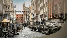  Presentation with historical architecture - PPT theme having architecture-of-mariacka-street background and a coral colored foreground