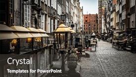  Presentation with architecture - Presentation theme featuring architecture-of-mariacka-street background and a dark gray colored foreground