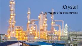  Presentation with oil refinery - Audience pleasing slide set consisting of architecture of oil refinery plant backdrop and a light blue colored foreground