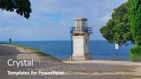  Presentation with architecture old - Colorful presentation theme enhanced with architecture-of-old-town backdrop and a gray colored foreground