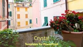  Presentation with resort - Presentation theme featuring architecture-of-riomaggiore-resort background and a tawny brown colored foreground