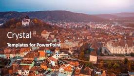  Presentation with sighisoara - PPT layouts enhanced with architecture-of-romanian-sighisoara-viewed background and a tawny brown colored foreground