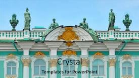  Presentation with russian - PPT layouts featuring architecture of russian hermitage background and a light blue colored foreground