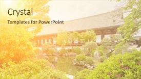  Presentation with architecture - Presentation design having architecture of sanjusangendo which is famous for its 1001 statues of kannon the goddess of mercy in kyoto japan background and a cream colored foreground