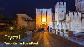  Presentation with architecture - Amazing PPT theme having architecture-of-scaligero-castle backdrop and a tawny brown colored foreground