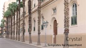  Presentation with architecture city - Presentation theme featuring architecture-of-taranto-city background and a coral colored foreground