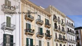  Presentation with architecture city - PPT theme consisting of architecture-of-taranto-city background and a coral colored foreground