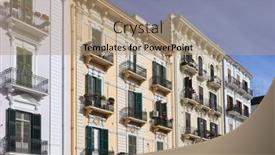  Presentation with architecture city - Presentation theme with architecture-of-taranto-city background and a coral colored foreground