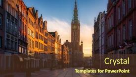  Presentation with town hall - Audience pleasing slide deck consisting of architecture-of-the-long-lane backdrop and a tawny brown colored foreground