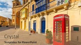  Presentation with malta - Amazing presentation theme having architecture-of-the-marsaxlokk-village backdrop and a coral colored foreground