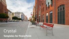  Presentation with architecture urban planning - Presentation theme featuring architecture of the old town in elblag poland background and a gray colored foreground