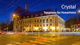  Presentation with architecture old - Audience pleasing theme consisting of architecture of the old town backdrop and a navy blue colored foreground