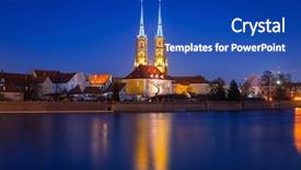  Presentation with old buildings - PPT layouts featuring architecture of the old town background and a royal blue colored foreground