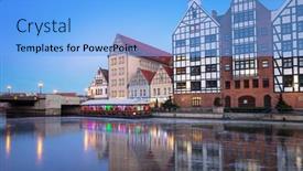  Presentation with architecture old - Beautiful slide set featuring architecture-of-the-old-town backdrop and a light blue colored foreground