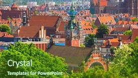  Presentation with hill station - Cool new slide deck with architecture of the railway station backdrop and a forest green colored foreground