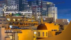  Presentation with malta - Audience pleasing PPT theme consisting of architecture-of-the-residential-area backdrop and a ocean colored foreground