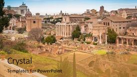  Presentation with rome italy - Presentation enhanced with architecture of the roman forum background and a gold colored foreground