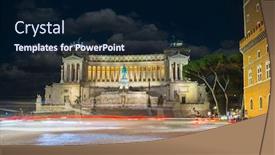  Presentation with rome italy - Theme featuring architecture-of-the-vittorio-emanuele background and a navy blue colored foreground