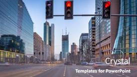  Presentation with architecture city - Cool new slide set with architecture-of-warsaw-city backdrop and a gray colored foreground