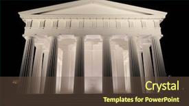  Presentation with greek architecture - Amazing PPT theme having architecture old greek temple style backdrop and a tawny brown colored foreground
