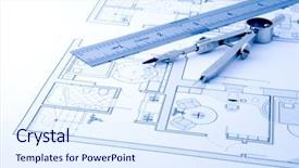  Presentation with drawing architecture - Beautiful presentation theme featuring architecture plan draw drawing instruments backdrop and a sky blue colored foreground