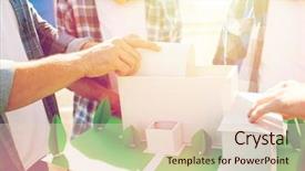  Presentation with architecture construction - Slides having architecture planning - building construction teamwork and people background and a lemonade colored foreground