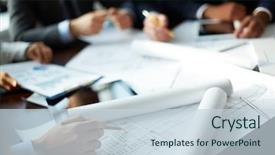  Presentation with hand holding pencil - Amazing slide deck having architecture planning - image of human hand backdrop and a lemonade colored foreground