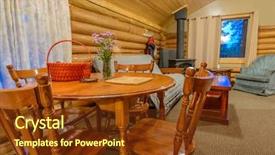  Presentation with log cabin - Cool new PPT theme with architecture portofolio - modern dining room in log backdrop and a  colored foreground