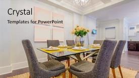  Presentation with white house roof - Beautiful slides featuring architecture portofolio - modern dining room in luxury backdrop and a  colored foreground