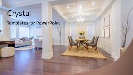  Presentation with luxury house - Amazing PPT layouts having architecture portofolio - modern dining room in luxury backdrop and a light blue colored foreground