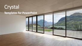  Presentation with modern building - Theme enhanced with architecture room of modern building background and a  colored foreground