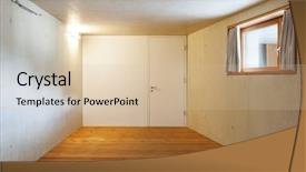  Presentation with architecture - PPT theme enhanced with architecture room with white door background and a soft green colored foreground